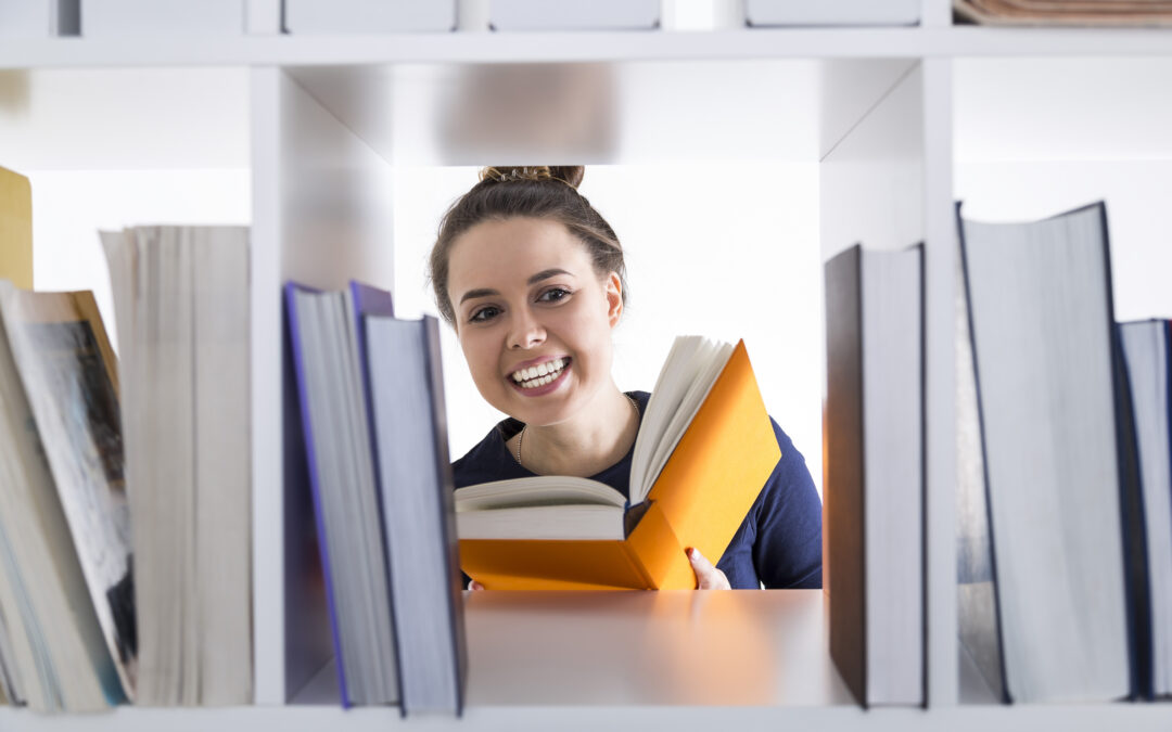 girl in library