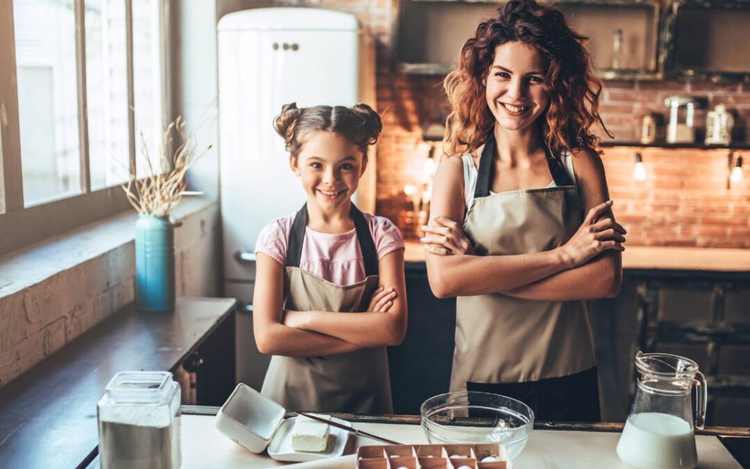 mom and daughter in the kitchen